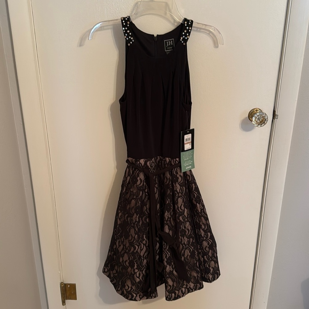 JH Evenings little black dress; Sz 12. NWT